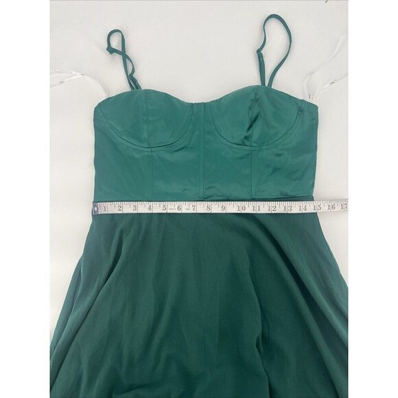 Lulus Womens Large Best Part of Me Green Satin Bustier Maxi Cocktail Dress Gown - Picture 9 of 9